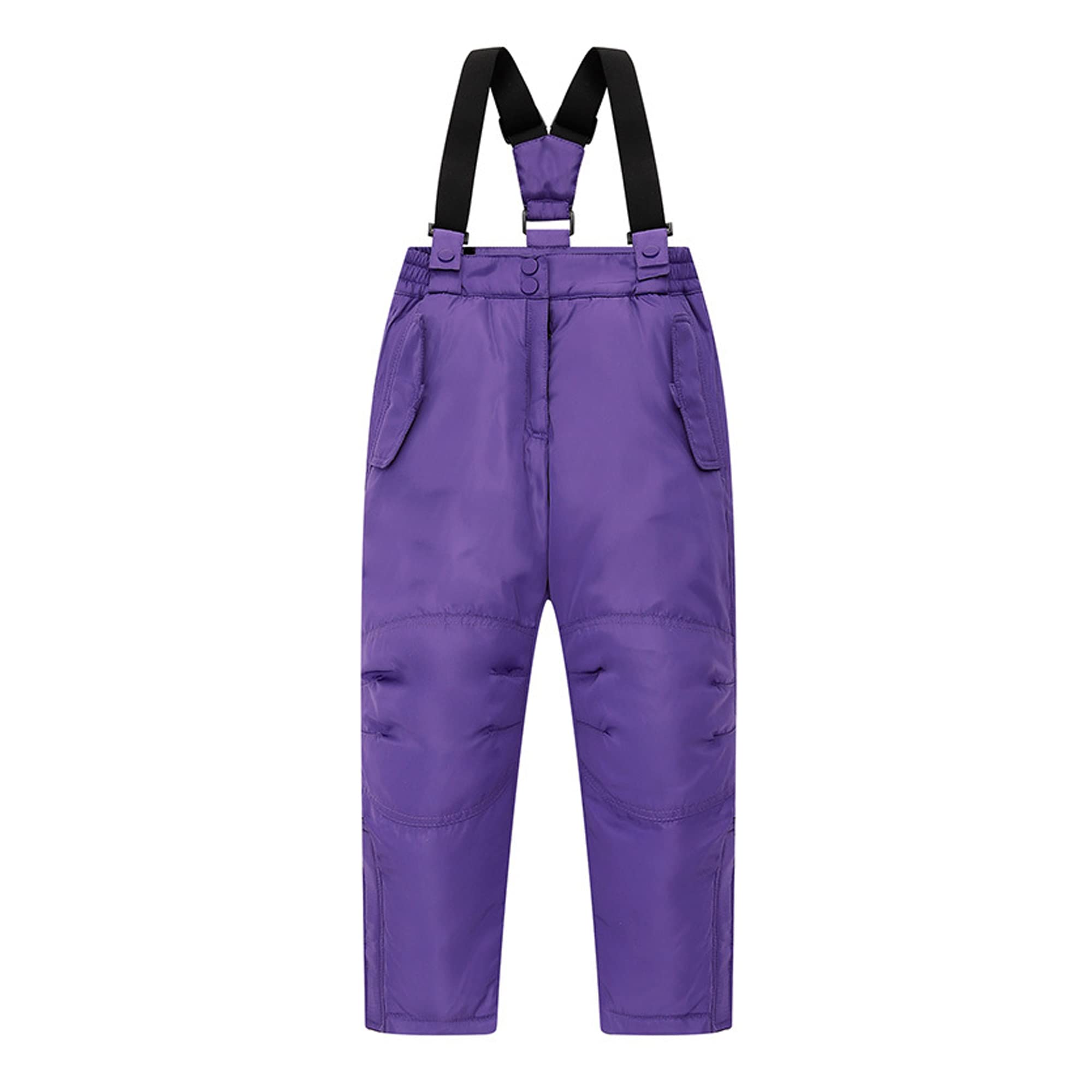 Jueshanzj Children's Down Ski Pants 3-8 Years Old Thickened Waterproof Warm Keeping Boys' and Girls' Ski Pants Back Purple 120CM