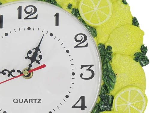 Miniatura 2 de Reloj de pared de resina pintada a mano, color limón, sin garrapatas, batería silenciosa, cocina, sala de estar, reloj de pared para decoración