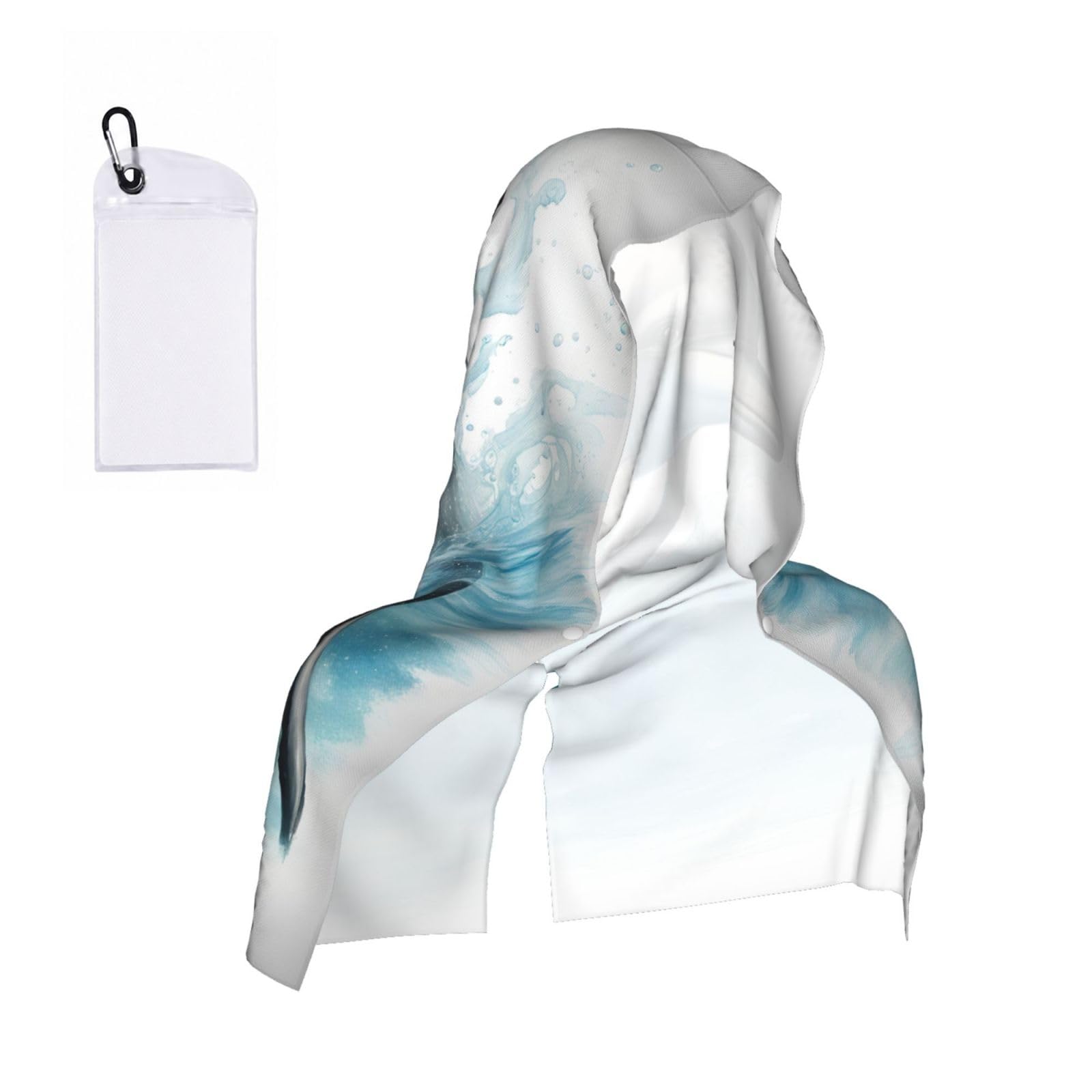 DUWAA Ocean Dolphin Looking At You Print Reusable Hoodie Cooling Neck Wrap, Hot Weather Outdoor Sports Workout Head Towel For Stay Chill