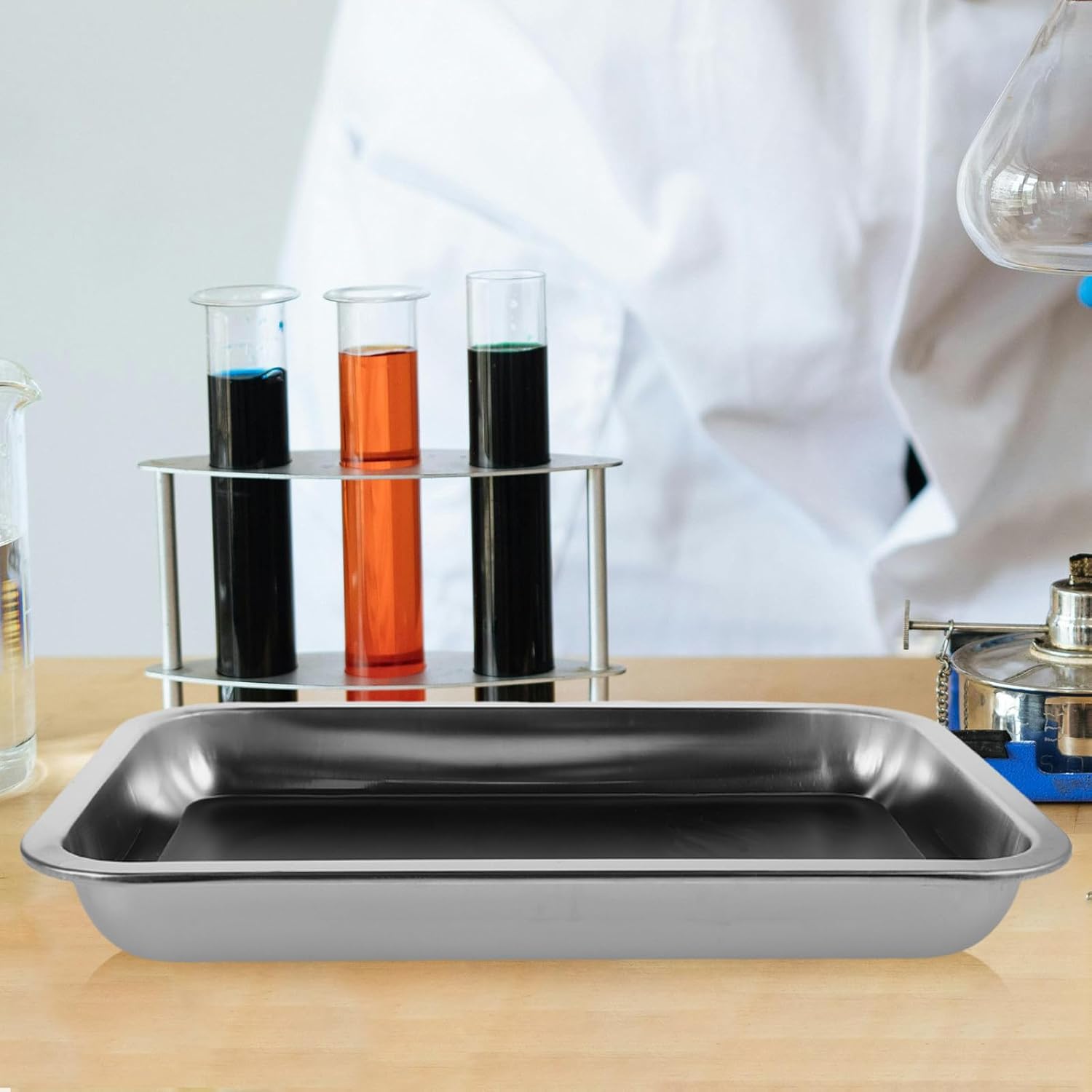 KICHOUSE Stainless Steel Dissection Pan for Lab and Classroom Use 31x21x4cm Easy to Clean Dissecting Tray for Middle and High School Biology Courses and Dissection Experiments