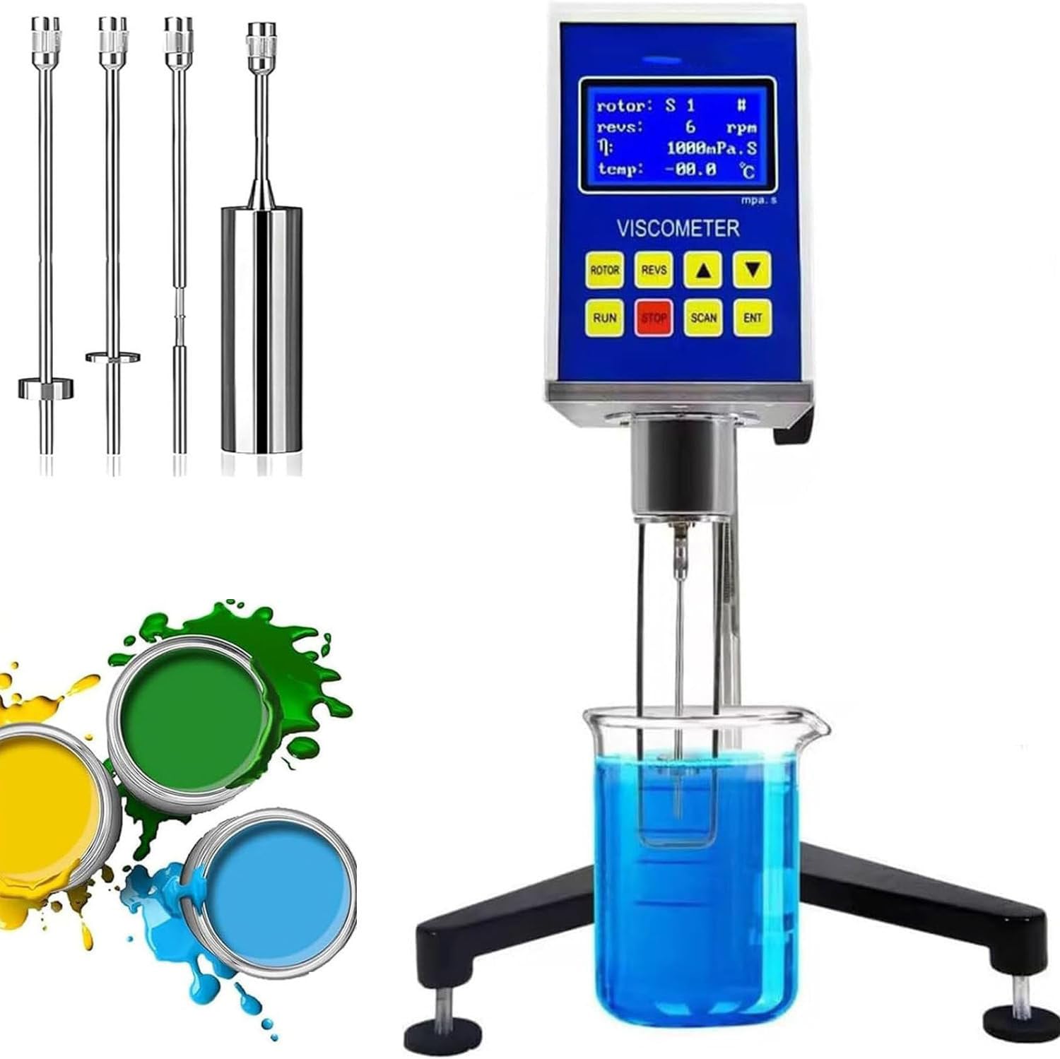 Medidor Viscosidad Fluidimétrico,Viscosímetro Rotatorio Digital 9s