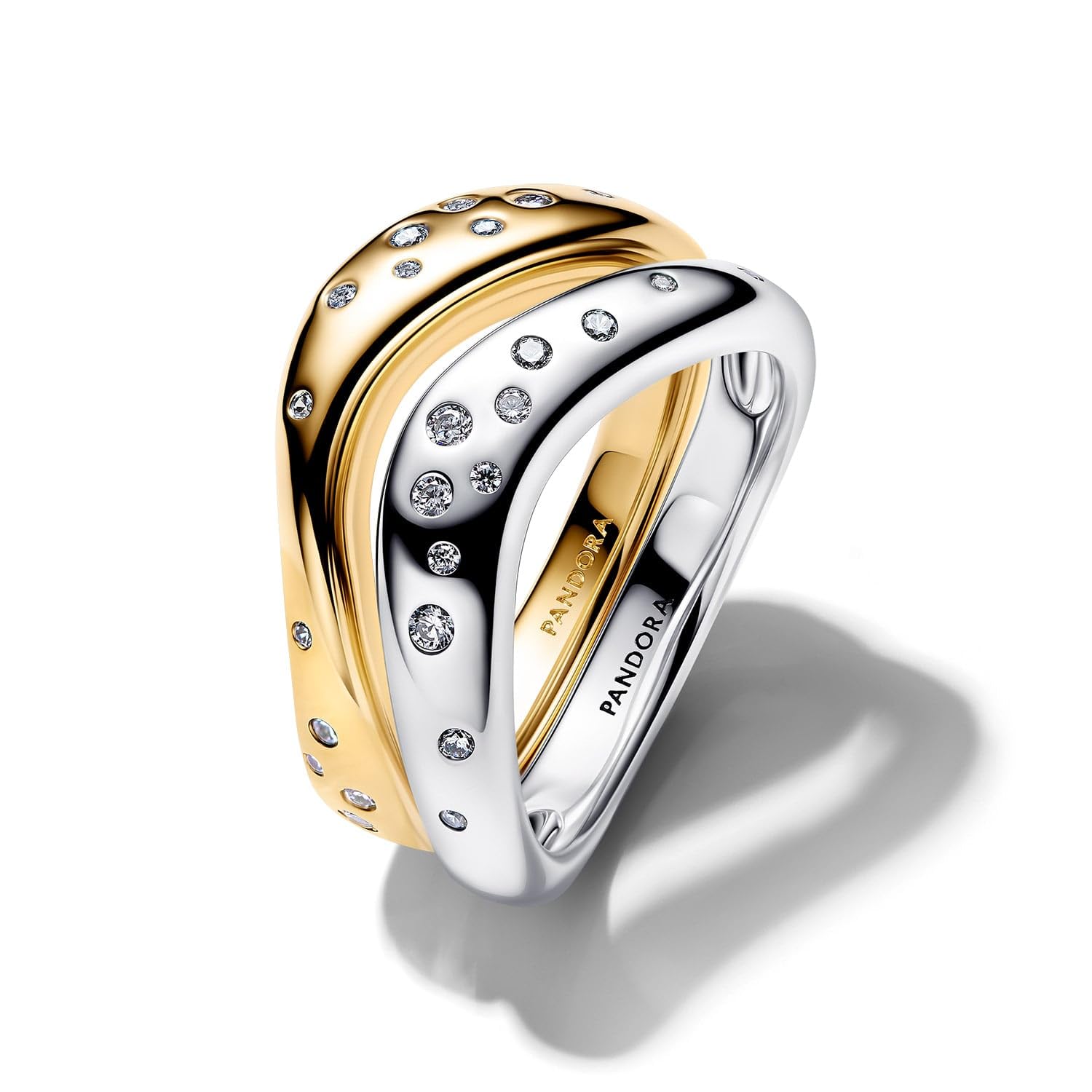 Anello in Argento Sterling 14 carati Placcato Oro con Zirconia cubica Trasparente