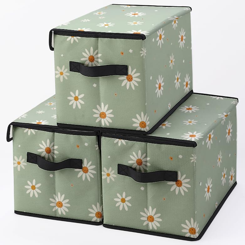 Image of Stackable Clothes Storage Bins with Lids 3 Pack | Closet Organizers Fabric Box for Home and Office,Blanket Clothes Organizers,Under Bed Storage Containers