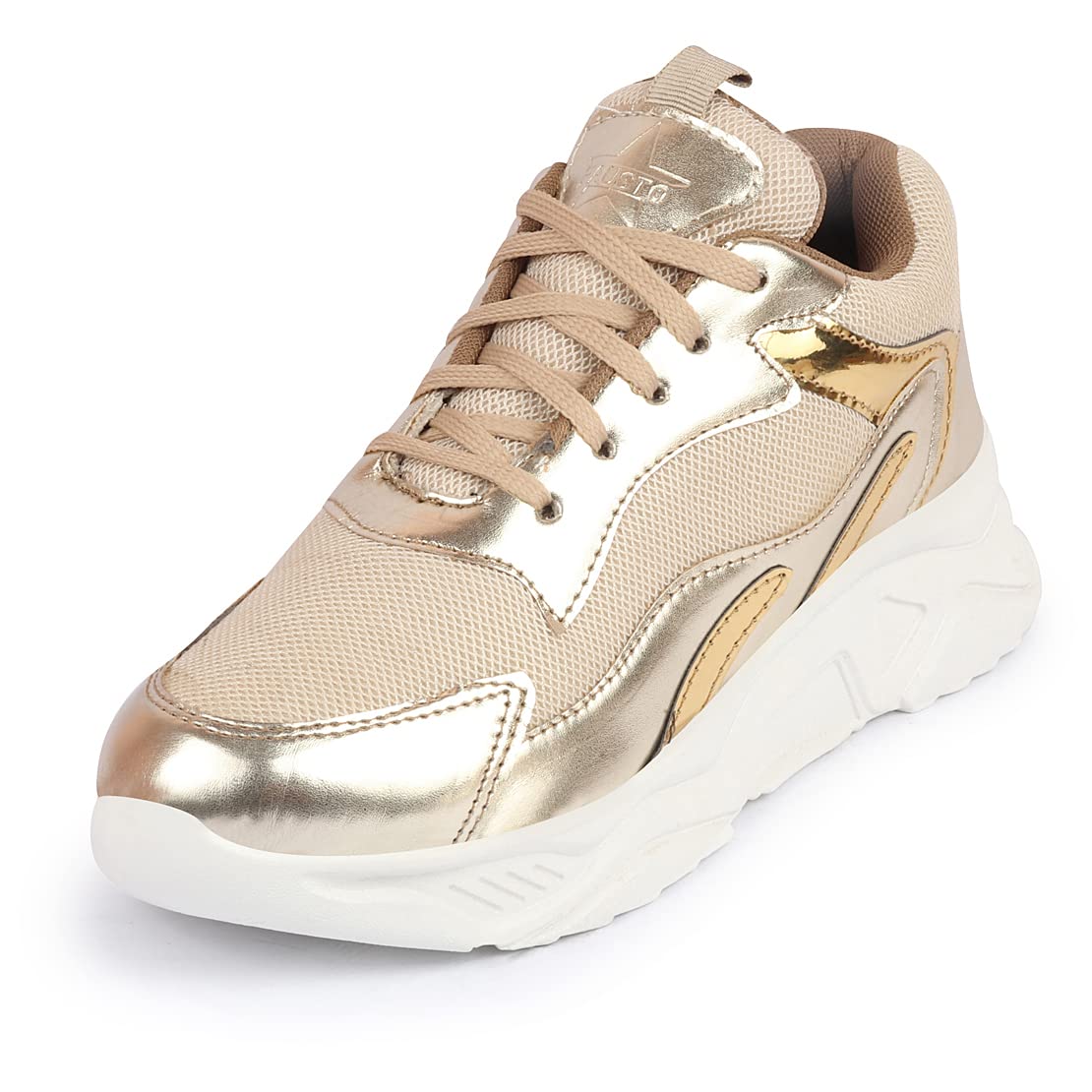 FAUSTOWomen Embellished Sporty Fashion Stylish Lace-Up Sneakers Shoes