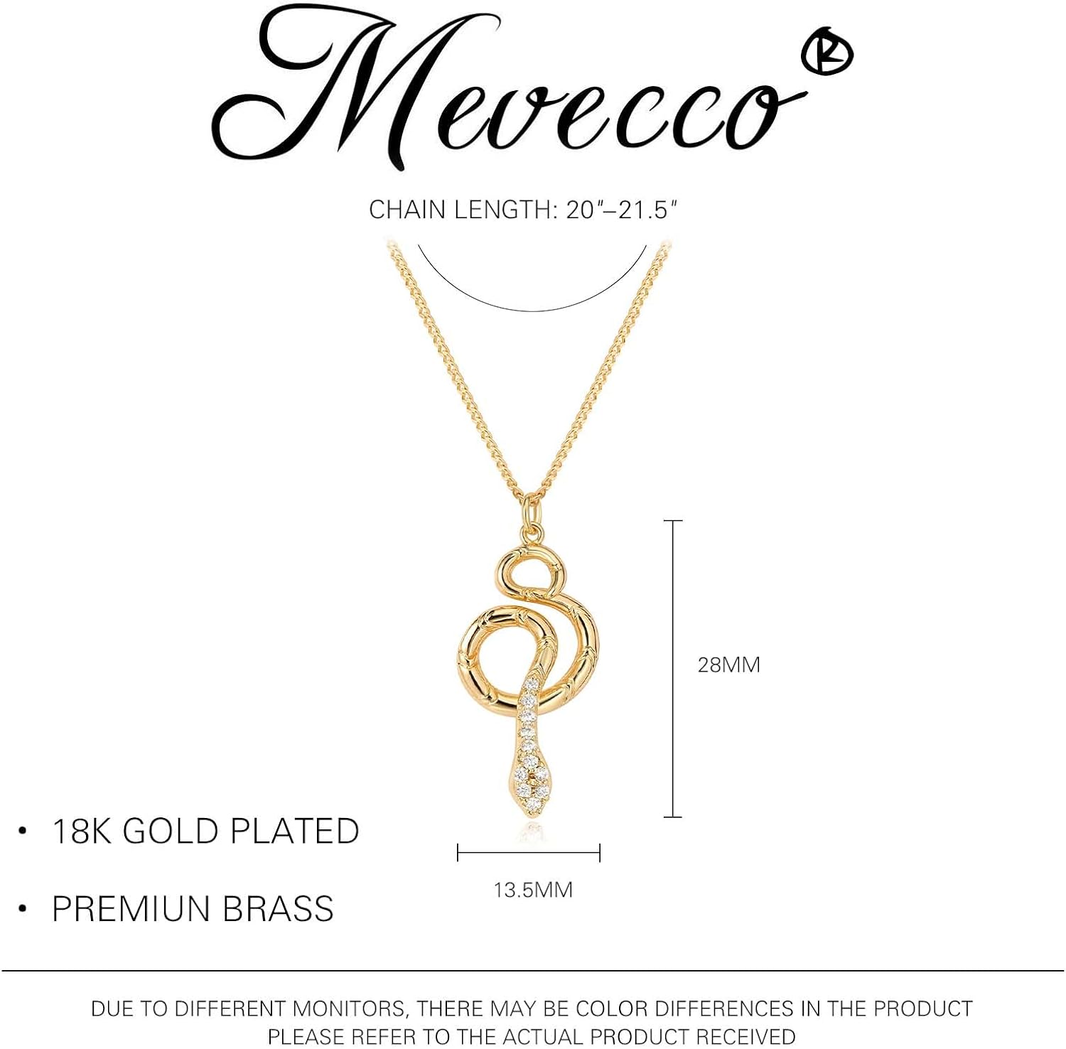 MEVECCO Dainty Gold Snake Necklace for Women 18k Gold Plated Snake Charm Pendent Necklace Minimalist Delicate Handmade Boho Jewelry For Her - Image 4