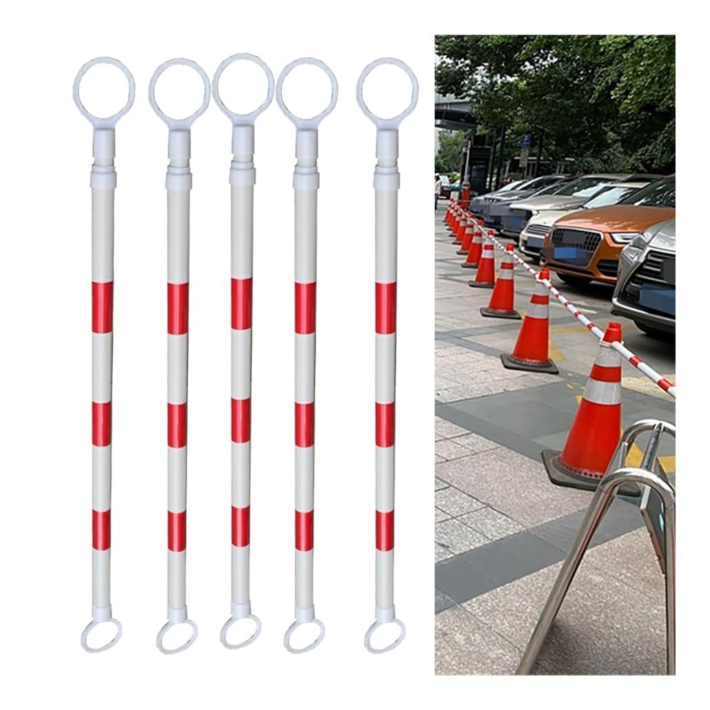 SGKOMN Reflective Expandable Traffic Cone Barrier Bar, Adjustable 5.2 ft to 9.8 ft, Retractable Safety Cones for Parking Lots, Emergency Road Use, 1.6-3.0m-5pcs