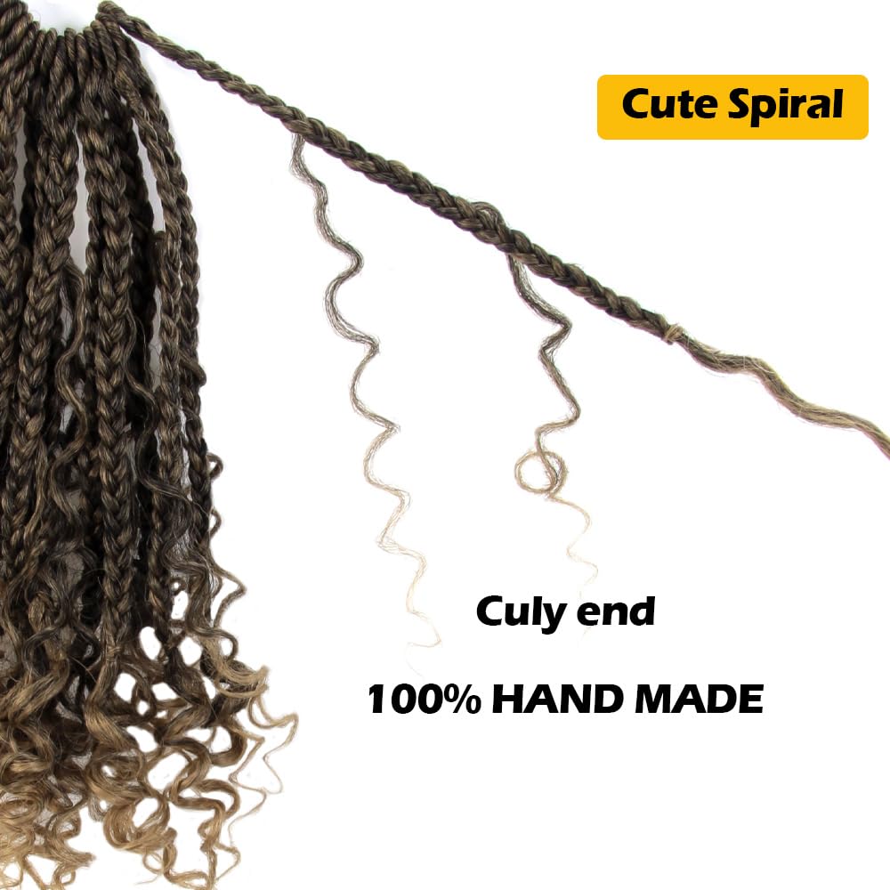 CISINPO 9-Piece Boho Crochet Box Braids Hair with Curly Ends