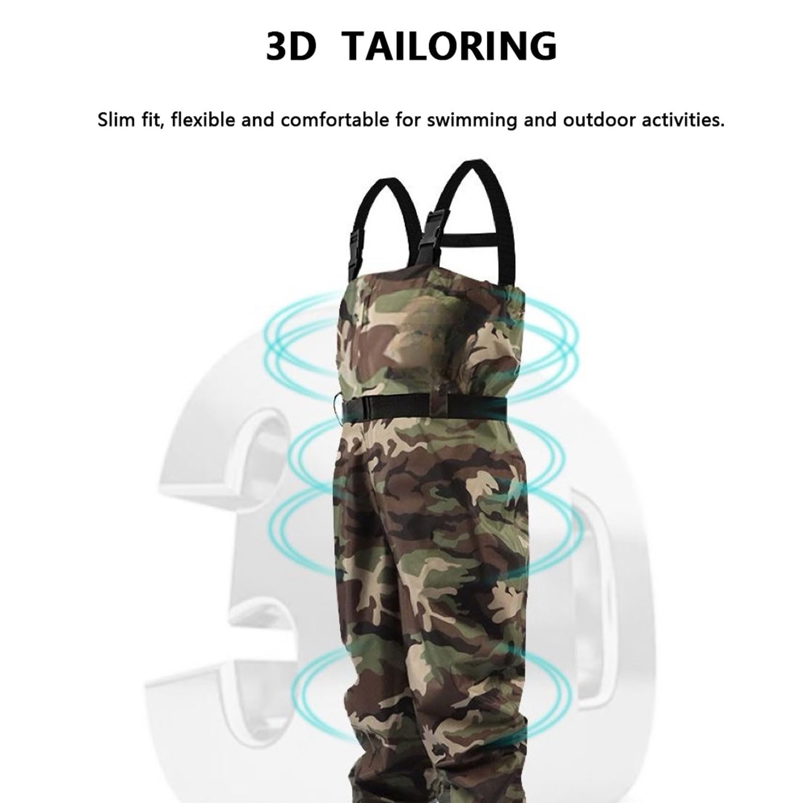 Waders Peche Homme,Respirant Waders Pantalons de Pêche avec Poche Poitrine,Pantalons de Waders avec Bottes 38-45,Waders Peche Antidérapants Cadeau pour Amateurs de Pêche e Sportive