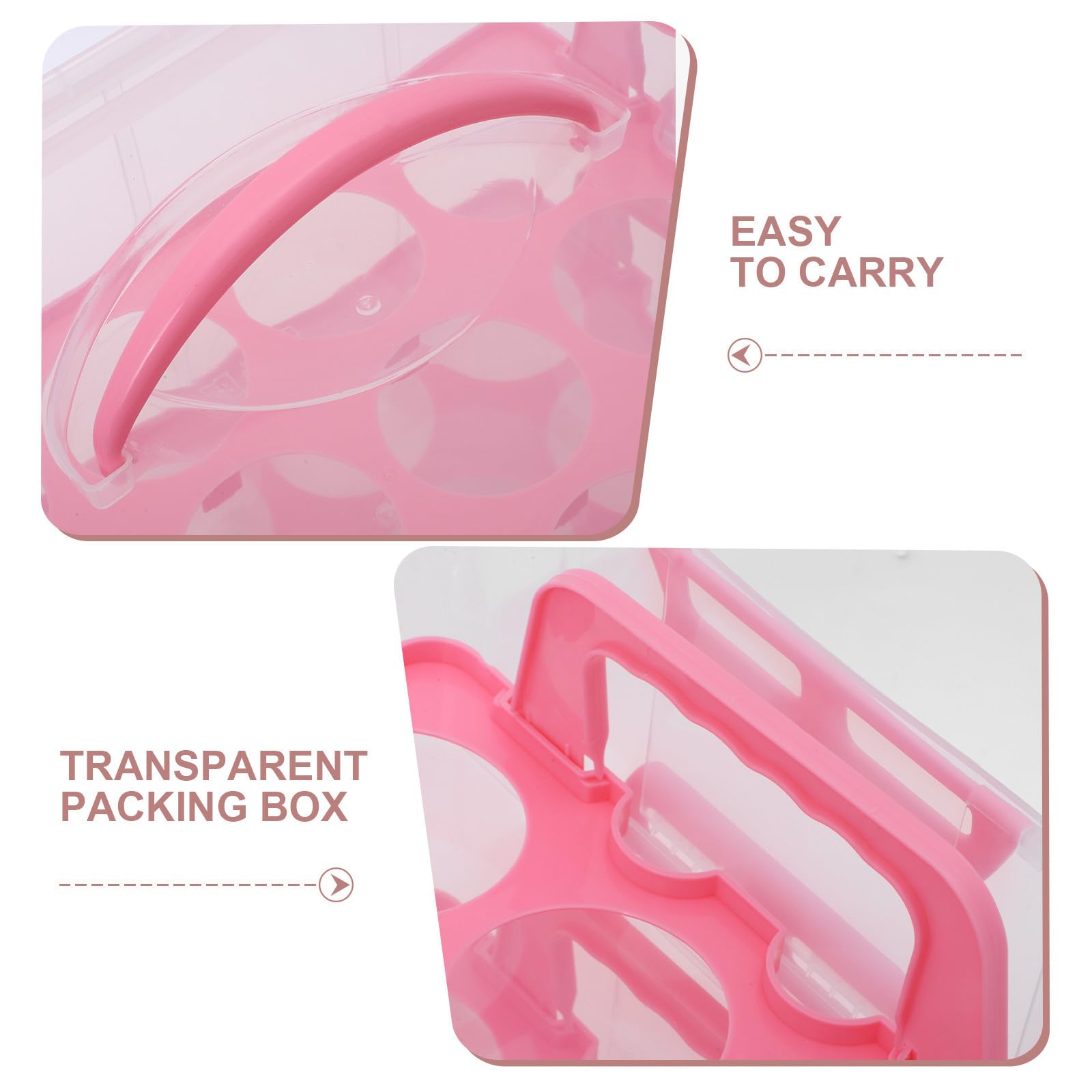 Caja de Pastel de Mano Reutilizable PP para Tartas y Postres Rosa