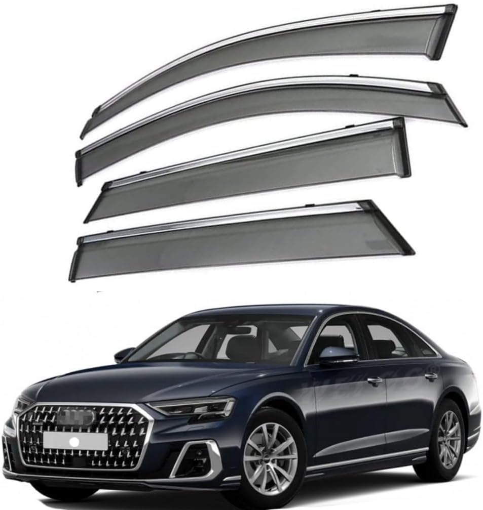 WeiYH Wind Deflectors for Audi A8L MK4-D5 2018-2022 2023+, Keep Your Car Ventilated in Rain Car Rain Guard Shield Stick-on Fitment Weathershields
