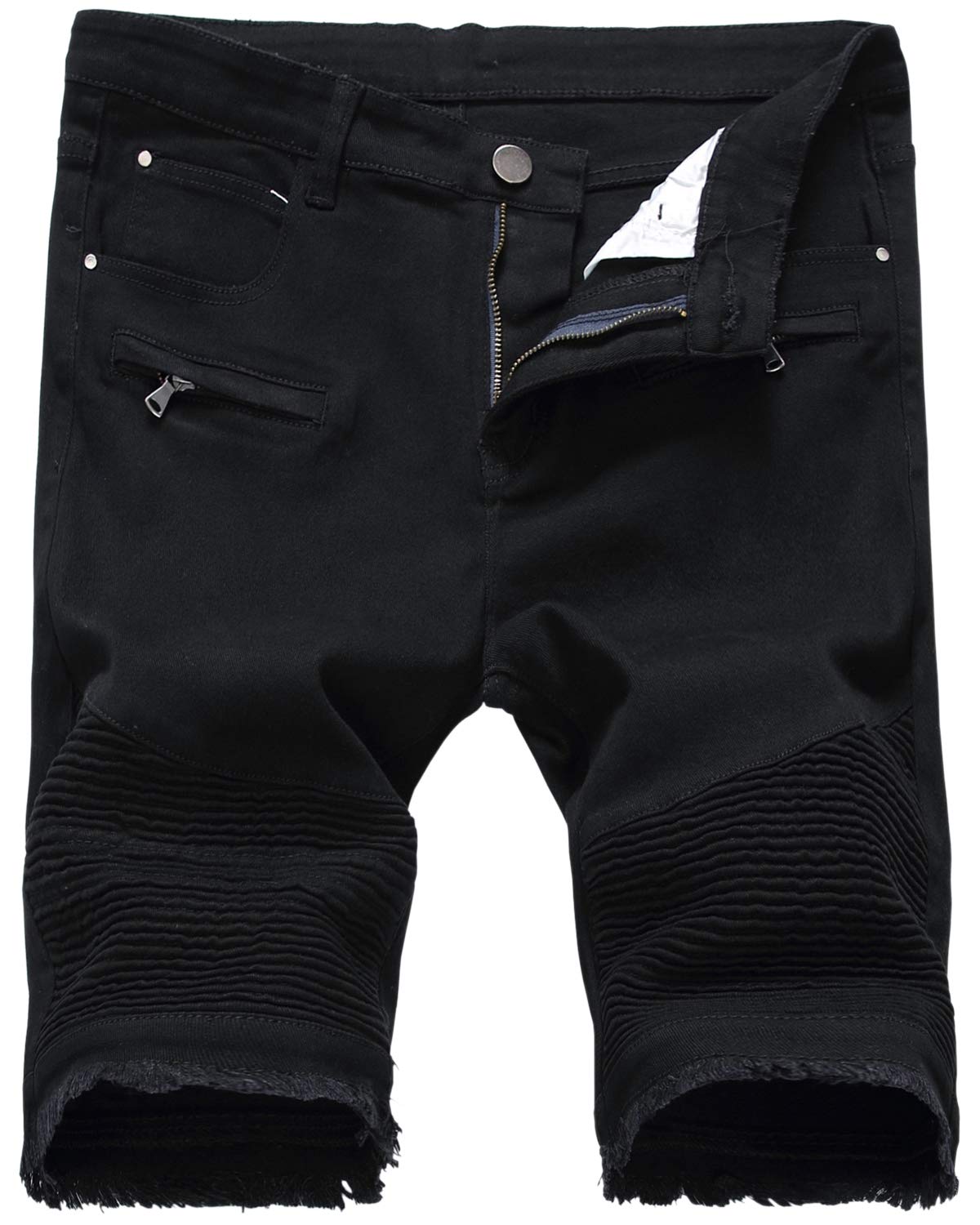 HENGAOMen's Ripped Jean Short Distressed Straight Fit Denim Shorts