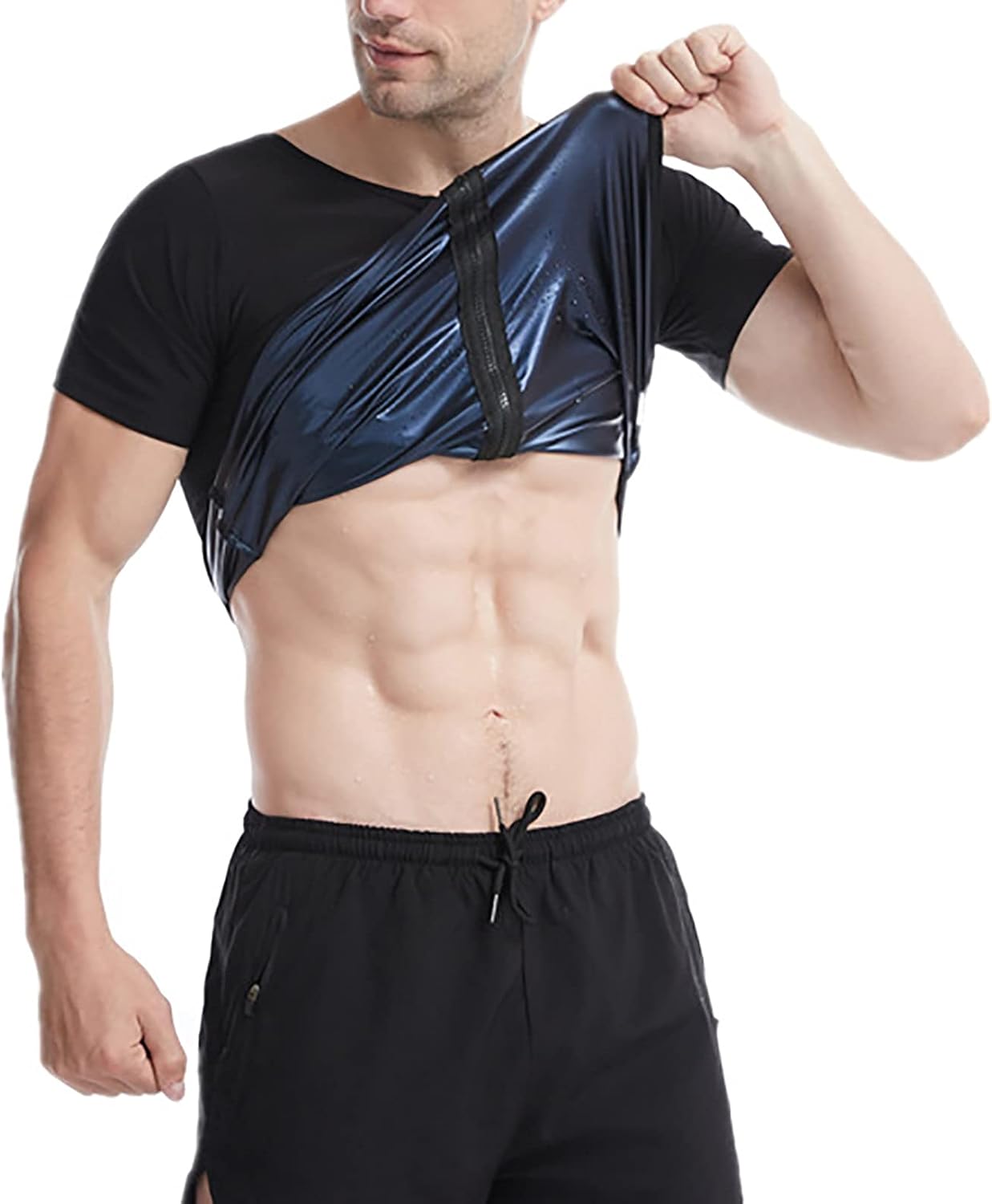 Sauna Suit Sweat Vest Men Workout Tank Top Polymer for Slimming Weight Loss Fat Burner Compression T-shirt