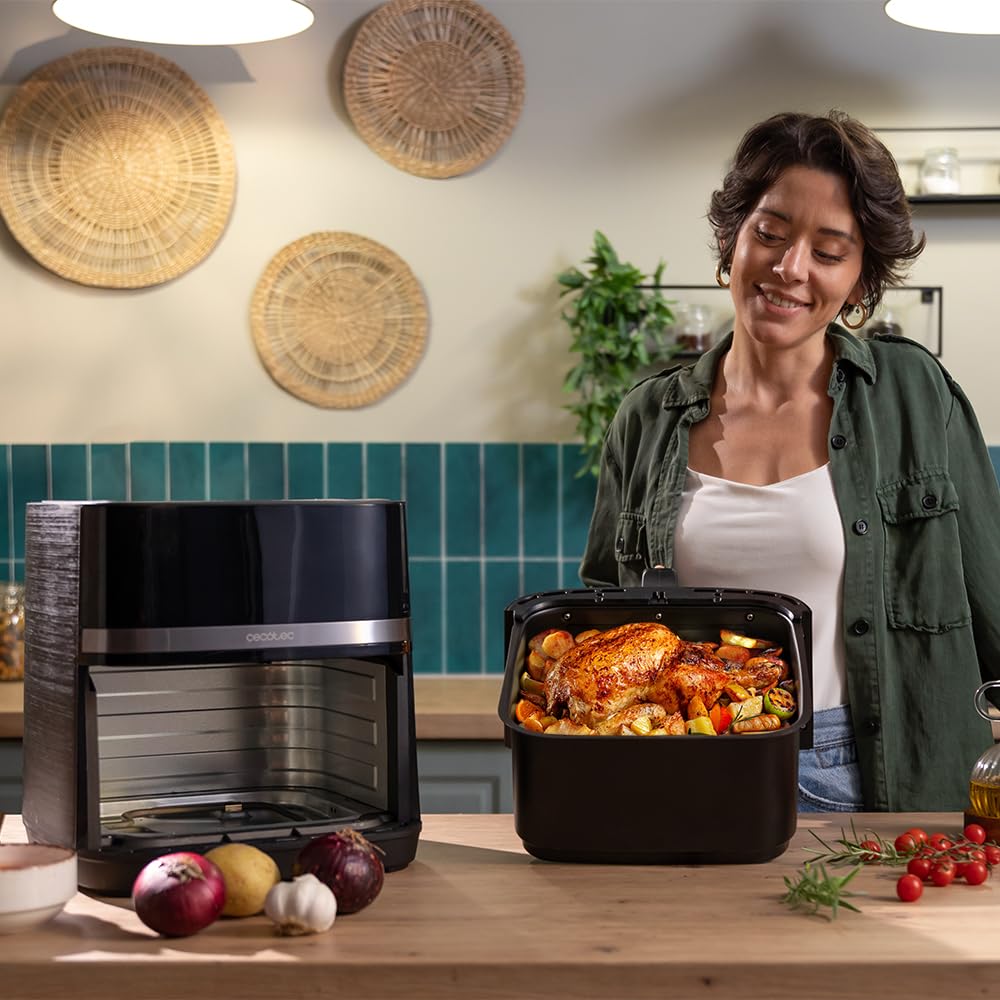 Cecotec Frytkownica powietrzna 8 l z podwójnym grillem, Air Fryer, Cecofry&Grill Duoheat 8000. 2200 W, doskonały smak złota i grilla w mięsie, temperatura 80-200°C, 8 menu i okna