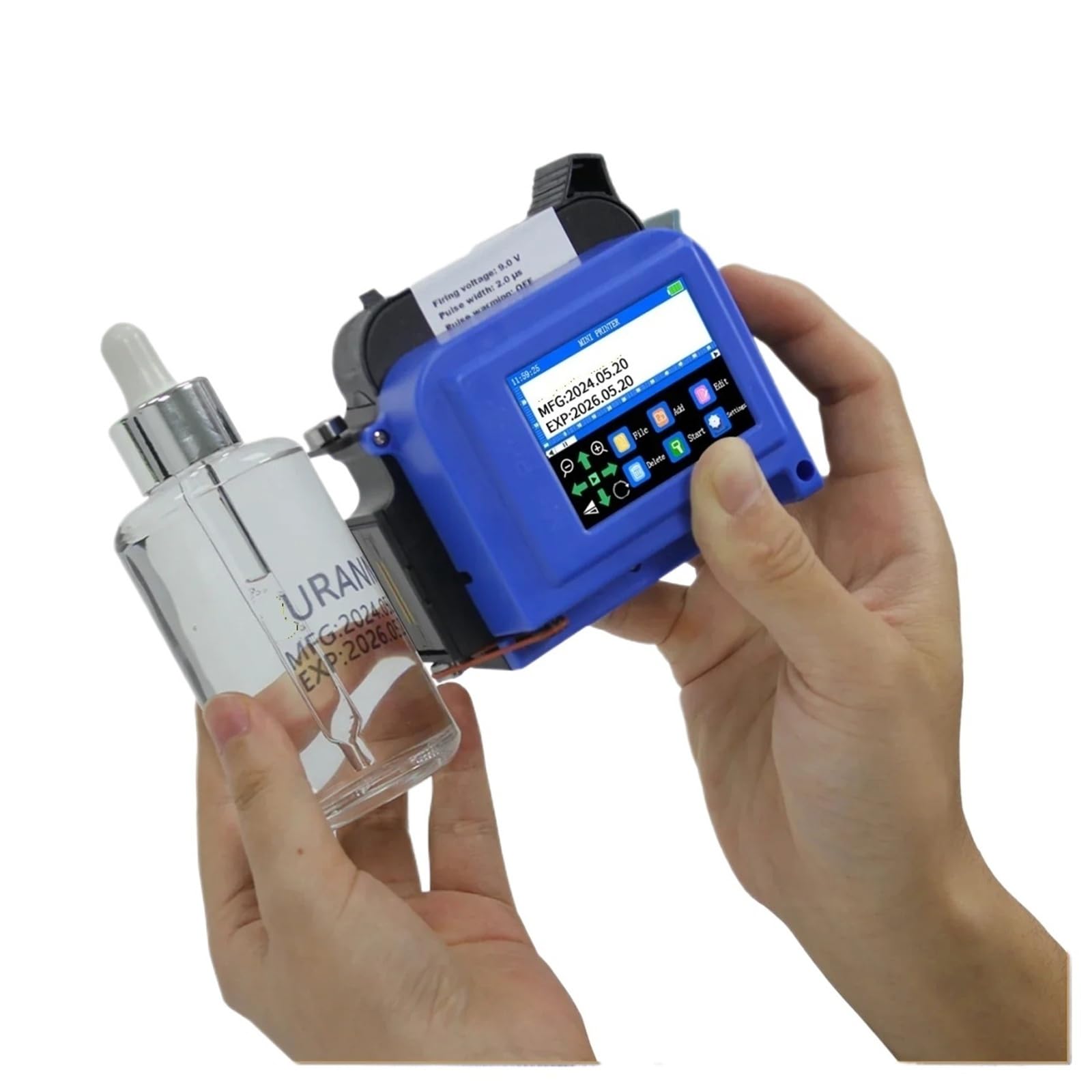 25.4mm Portable Mini Handheld Inkjet Printer for QR Barcode Image Logo Date(with 2 Ink,KR)