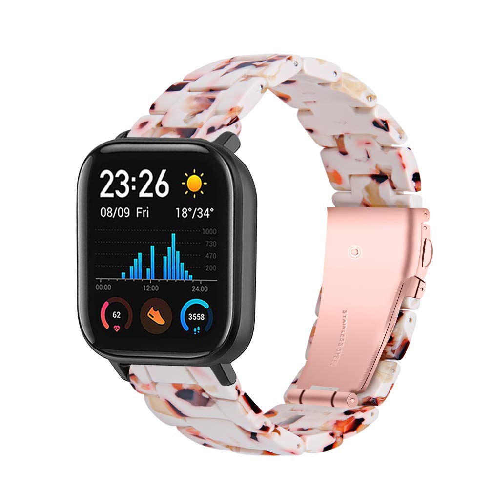 FitTurnResin Bands Compatible with Amazfit Bip 3 Pro/Bip/GTS 4/GTS 4 Mini/GTS 3/GTS 2/GTS 2e/GTS 2 Mini/GTR 42mm Watch Replacement 20mm Stylish Bracelet Resin Sport Strap Wristbands for Bip 3 Pro/Bip U Pro/Bip Lite/Bip S/Bip S lite/ Bip U