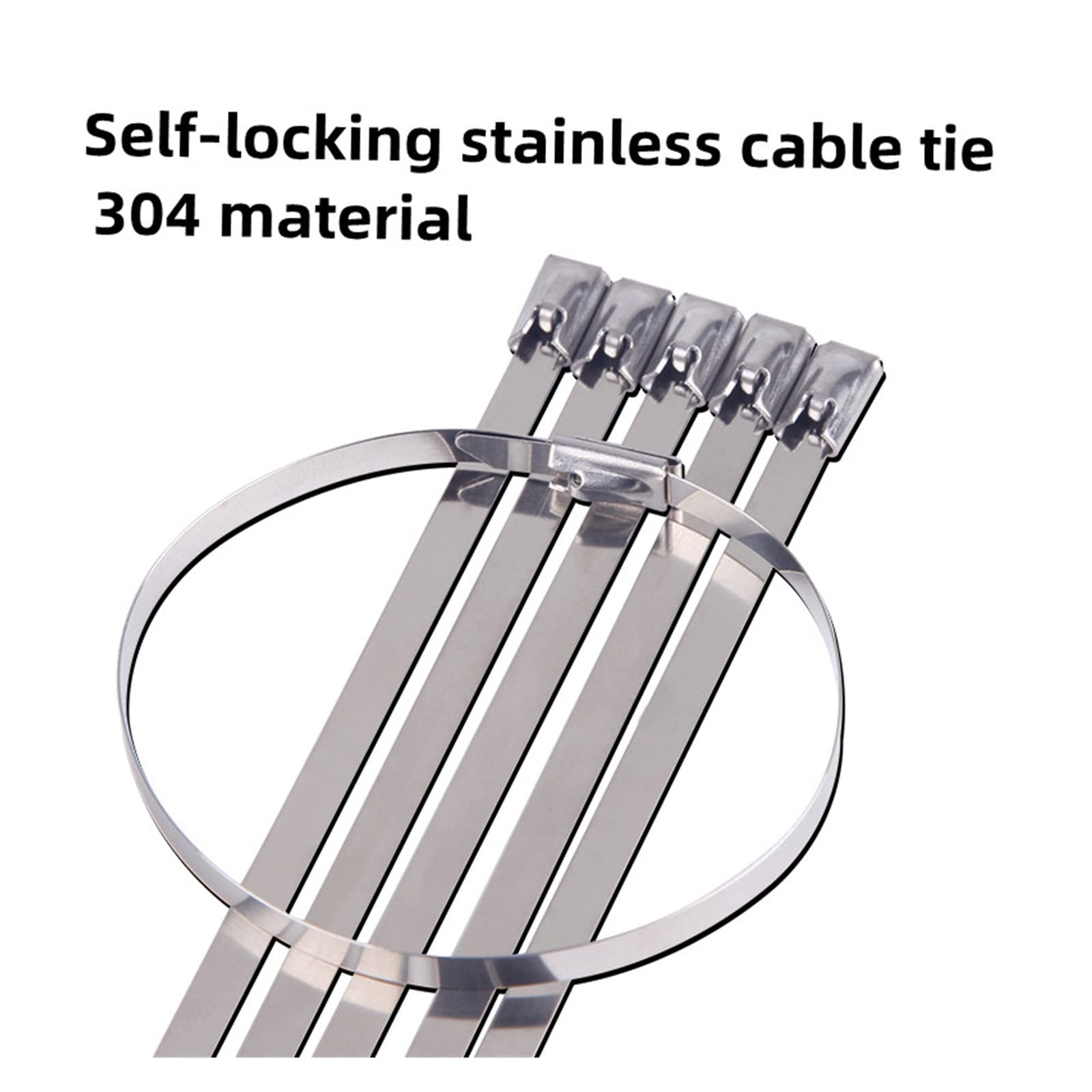 Fascette per cavi in acciaio inossidabile 304 Materiale 100 Fascette per cavi Un pacchetto di fascette per cavi Fascette per cavi resistenti Fascette per cavi resistenti (Colore: Argento, Dimensioni