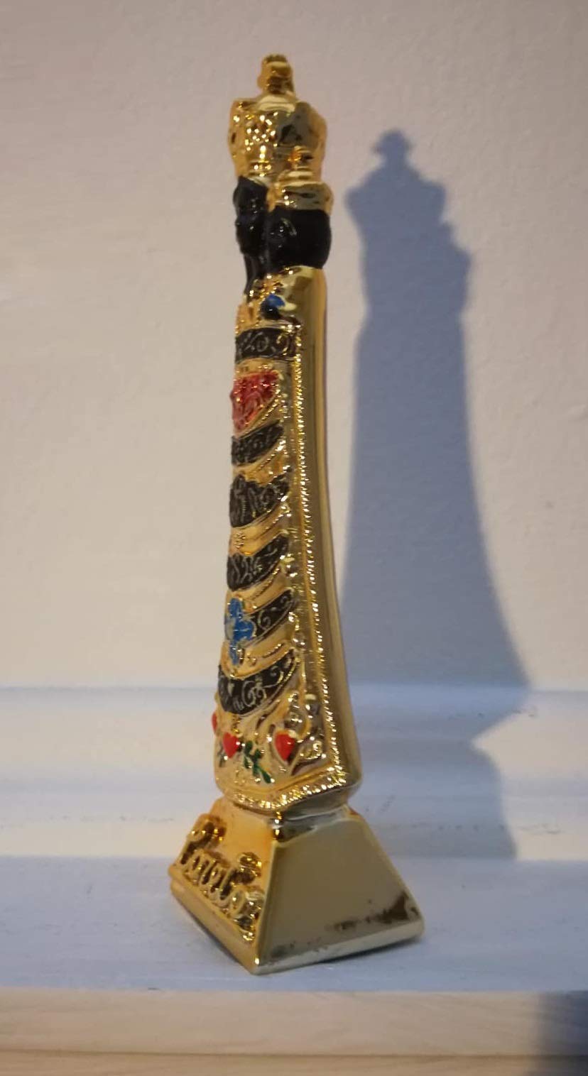 Eurofusioni Statua Madonna di Loreto Dorata e Dipinta a Mano – Madonna Nera con Bambino - H 16 cm