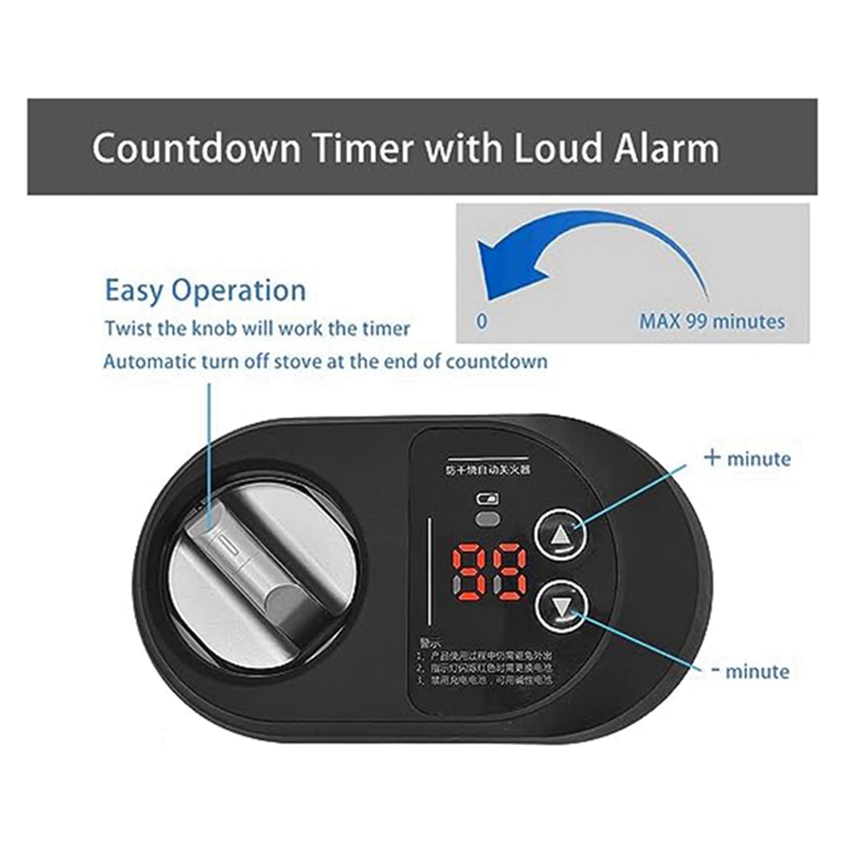 2X Estufa de Gas Temporizador de Apagado AutomáTico Interruptor Inteligente de Cocina Accesorios Antisecado Gas Natural Estufa de Gas Temporizador (Interruptor Derecho)