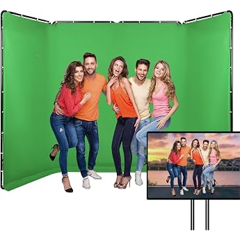 7.87 ft x 13.12 ft Portable Large Green Background Photo Background Support System for Photo Studio Video Recording Live Broadcasts Parties Stages