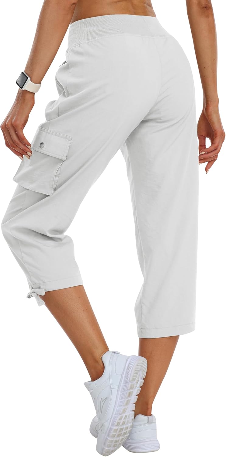 MoFiz Women's Cargo Capris Pants Loose Fit Casual Hiking Pants Lightweight Quick Dry Travel Summer Pants for Women - Image 2