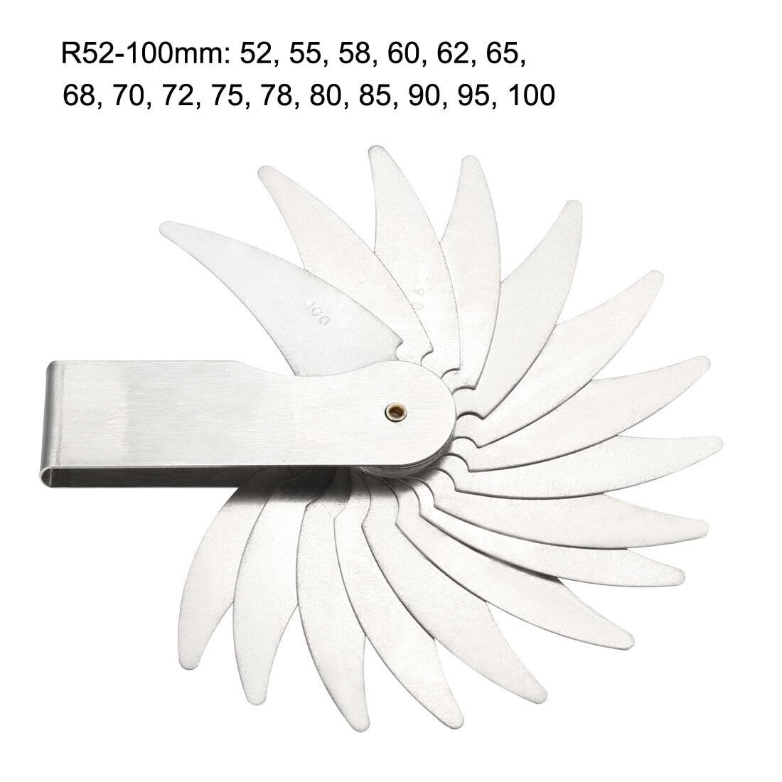 Tool Parts and Accessories Radius Gauge Set 52-100mm 16 Plates Stainless Steel Machinist Tool (#CN-140824-11584)