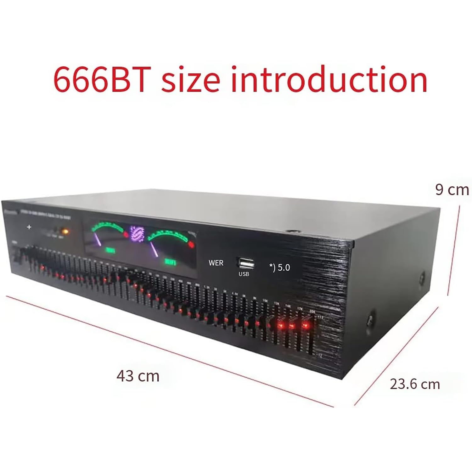 Ecualizador Sin Pérdidas Estéreo De 40 Bandas, Ecualizador De Ajuste De Agudos/Medios/Graves para El Hogar, Controlador De Efectos Digitales De Audio con Pantalla LED De Frecuencia