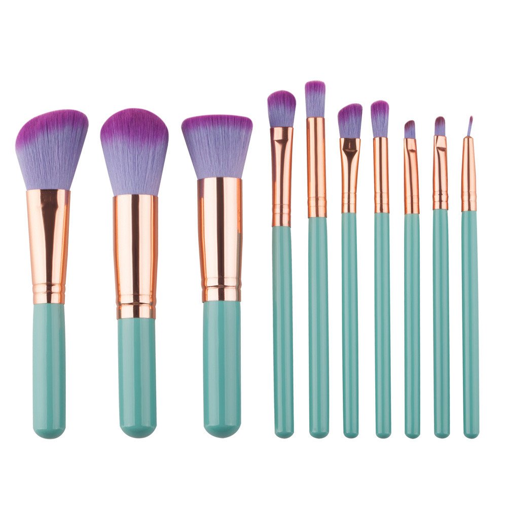 Make up Brushes, GUJHUI 10PCS Makeup Brushes Set Make up Brush with Case Foundation Brush Powder Brush Concealer Brush Eyeshadow Brush (Green)