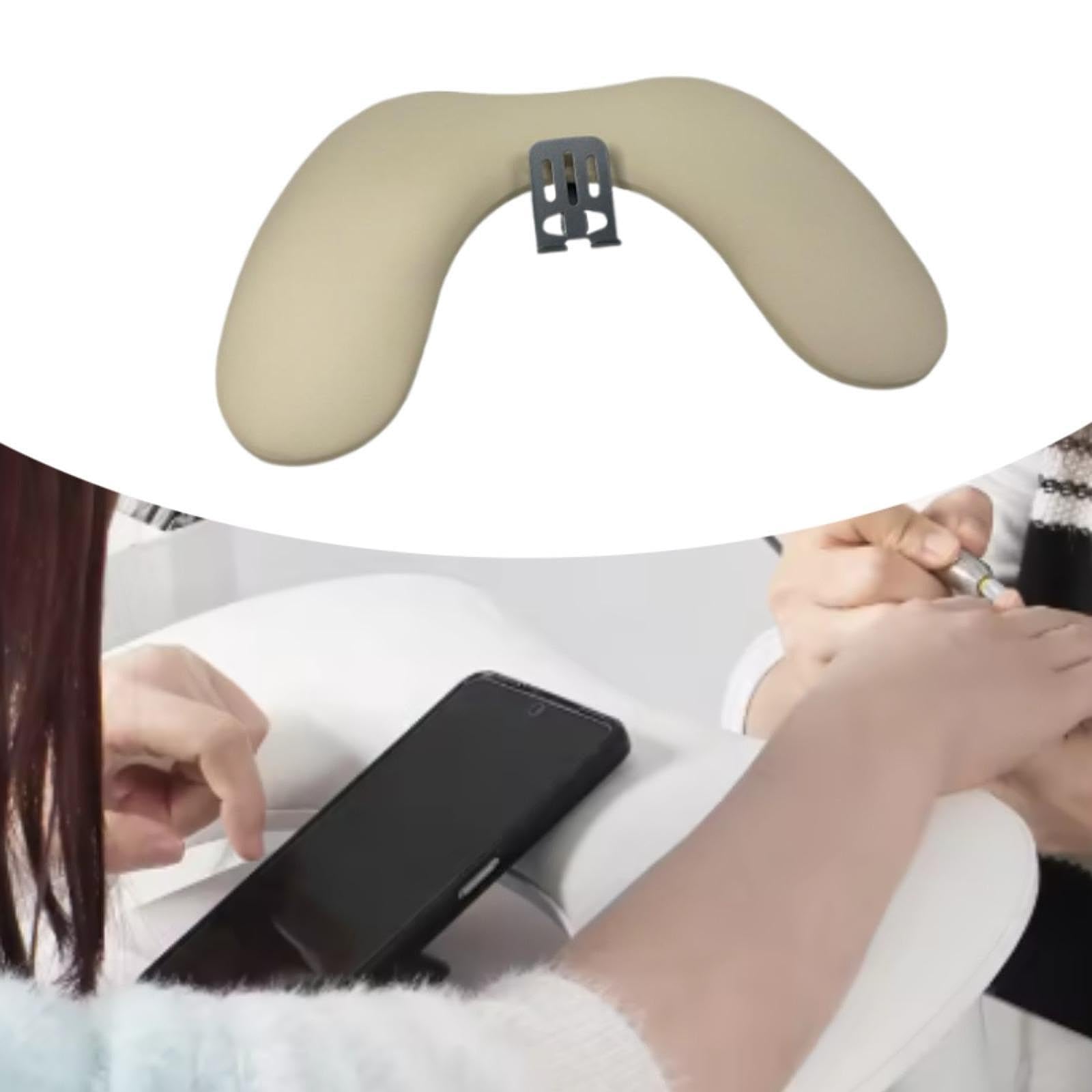 predolo Poggiabraccio per manicure, cuscino poggiamani, cuscino, morbido professionale a forma di U con supporto per telefono, strumento per manicure e unghie, Beige