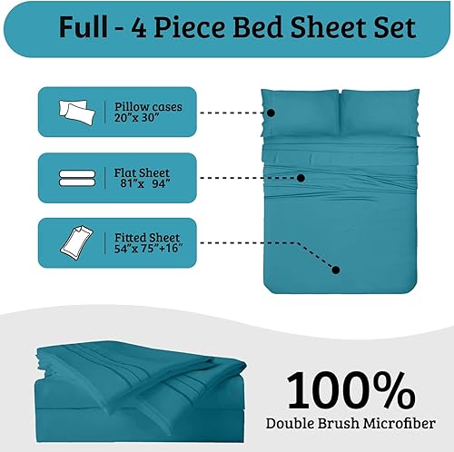 Miniatura 6 de YIYEA Juego de sábanas de microfibra de doble cepillado de 1800 hilos, lujosas, calidad hotelera, para cama de tamaño matrimonial, extrasuaves,