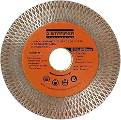 Disco Diamantado Gradeado 2 em 1 Starfer 110mm Corta e Desbasta Porcelanato Cêramica Azulejos a Seco ou Úmido