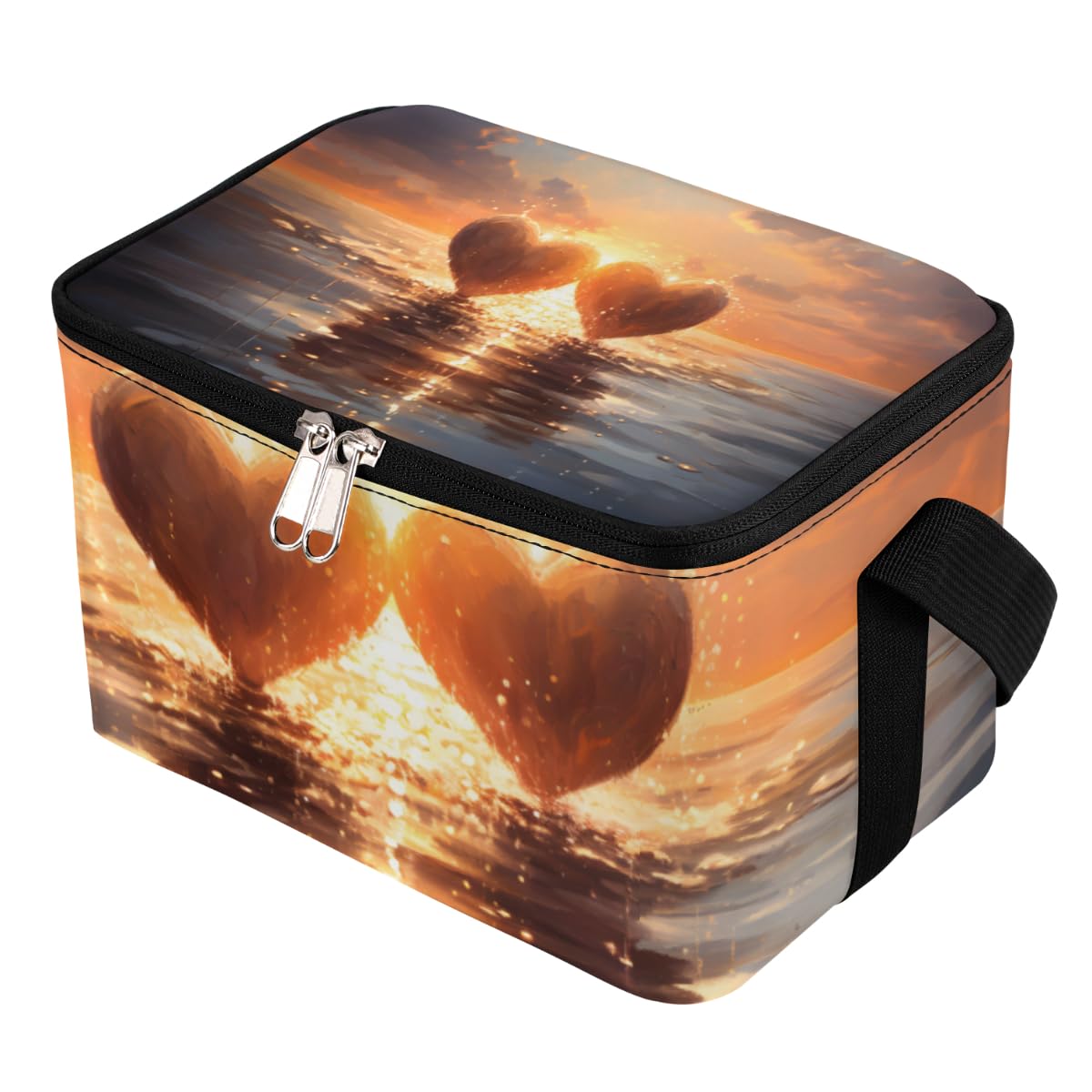 GzLeyigou Lunch Bags for Women Men 9 Cans,Couple Hearts Valentine's Day Hot & Cold Food Delivery Bag Insulated Grocery Bag Insulated Lunch Box Cooler Bag for Office Work Picnic Beach