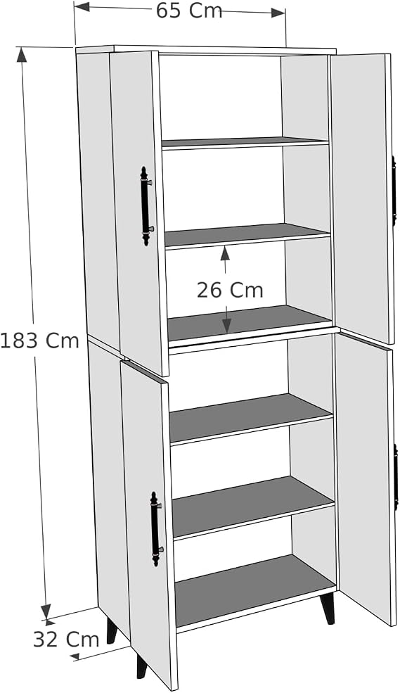 4-Lid Multi-Purpose Cabinet with 6 Shelves (Pine - Anthracite)