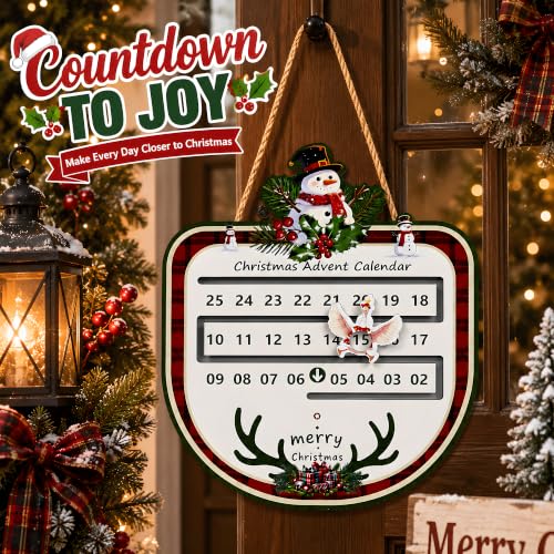 Image of Christmas Decorations - Christmas Countdown Calendar Wood Welcome Sign