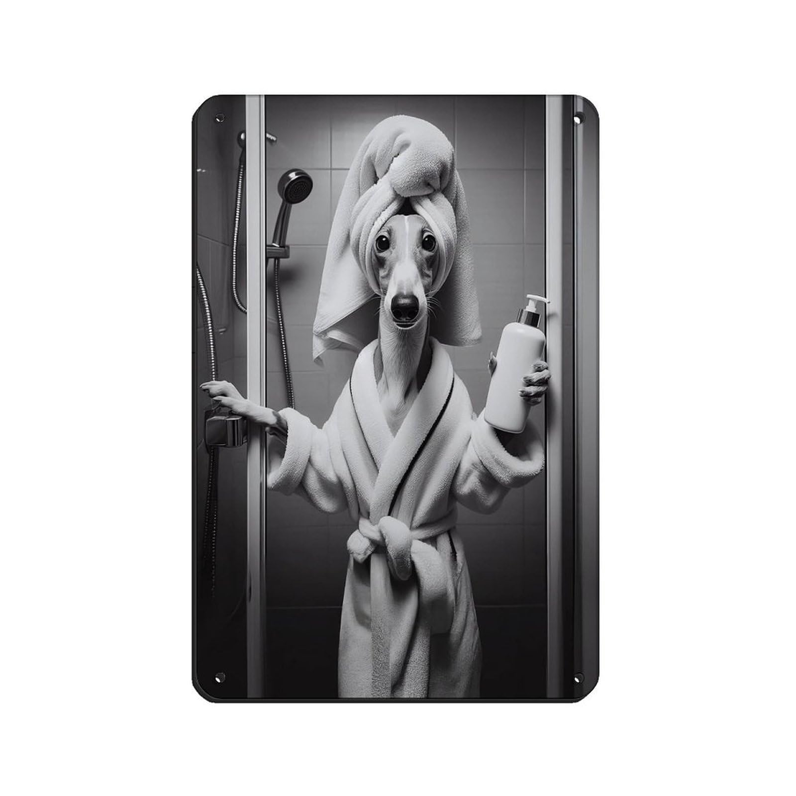 Lxwnze 20L X 30W Cm Greyhound Bathroom Art Poster Retro Poster Metal Tin Sign Chic Art Retro Iron Painting Bar People Cave Cafe Family Garage Poster Wall Decoration 8X12inch(20X30cm)