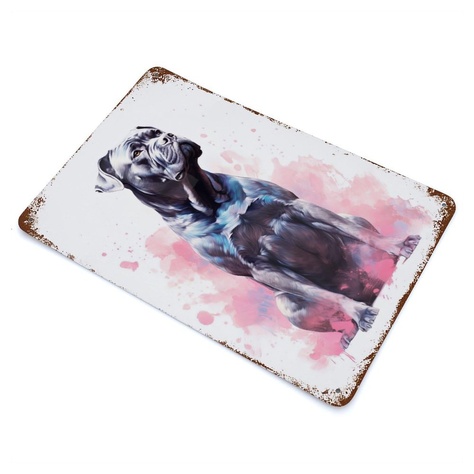 Garage Style Watercolor Cane Corso Weathered Tin Sign 11.8"x7.9", Classic Wall Plaque for Bar And Workshop