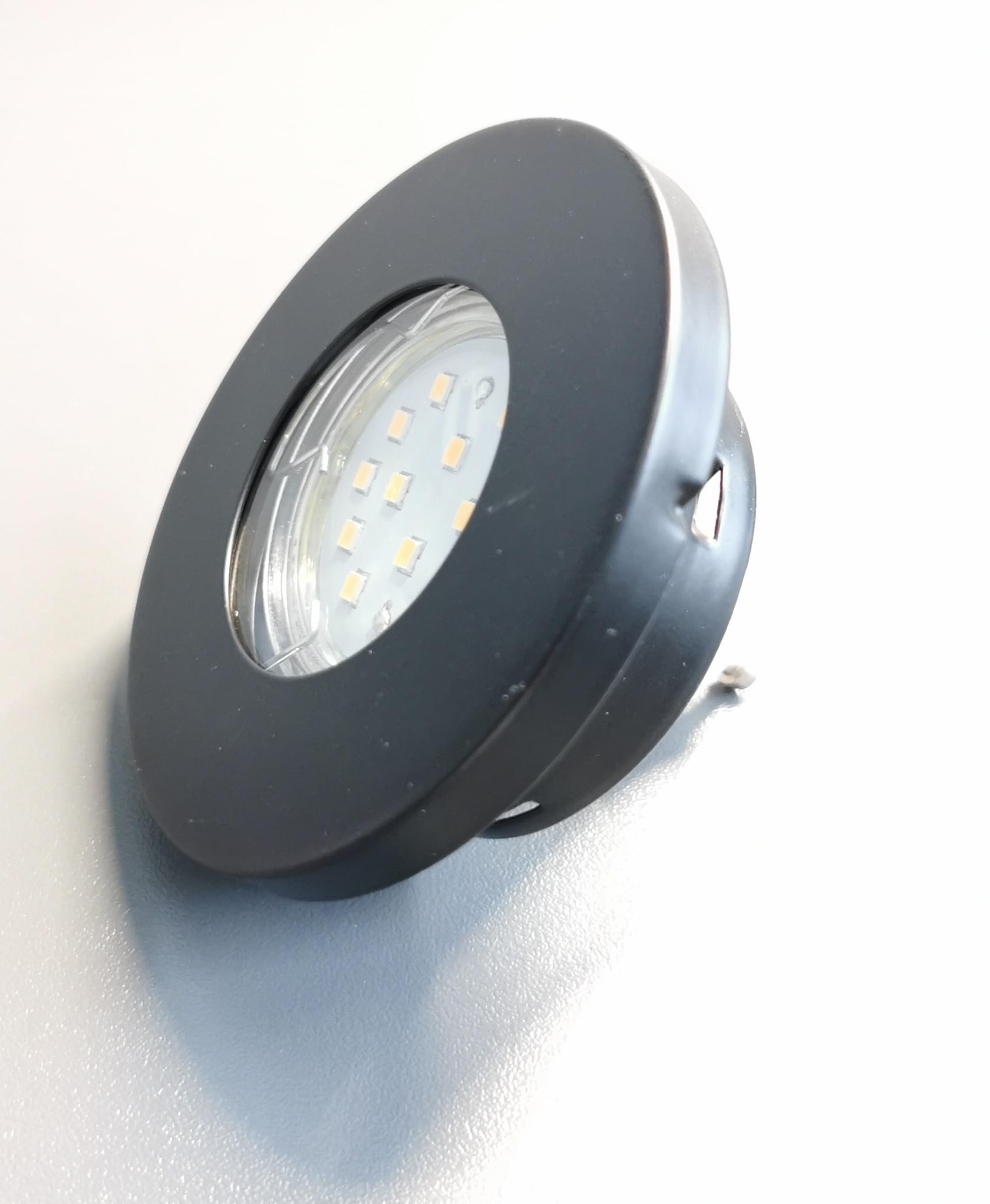 Trango 6er Set IP65 BAD Einbaustrahler 6729IP65-061-5WAK Anthrazit matt inkl. 6x 5 Watt GU10 LED Leuchtmittel 3000K warmweiß & Fassung Außen Einbauleuchte, Badleuchte, Deckenspot Dusche Deckenstrahler