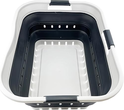 SAMMART Cesta plegable de plástico para la ropa sucia de 42L (11 galones), contenedor de almacenamiento plegable y organizador, cesta que ahorra
