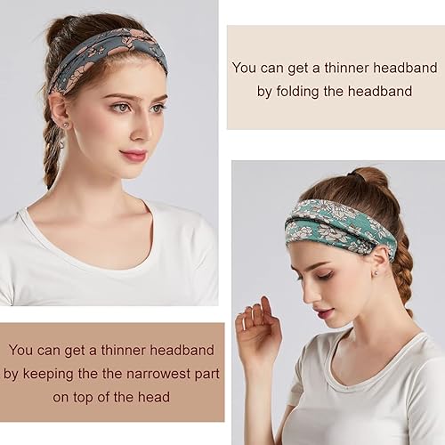 Miniatura 6 de Diademas bohemias para mujer diadema ancha de moda para yoga entrenamiento accesorios para el cabello paquete de 6