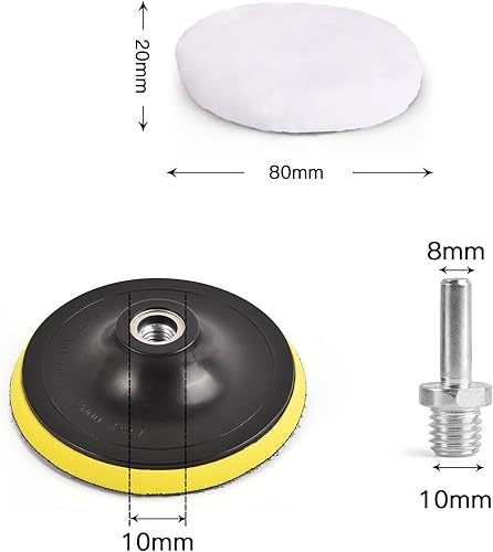 Miniatura 9 de 7 unidades de 6 pulgadas (5.906 in) almohadilla de pulido de lana para pulir el coche, accesorio de taladro con adaptador de taladro M14
