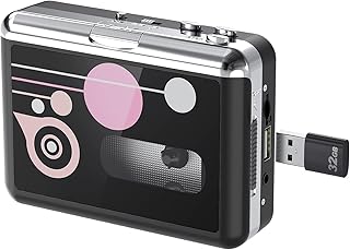 Cassette Player USB Cassette to MP3 Converter, Portable Cassette Audio Music Player Tape-to-MP3 Converter and Cassette Recorder with Earphones, No PC or Laptop Required
