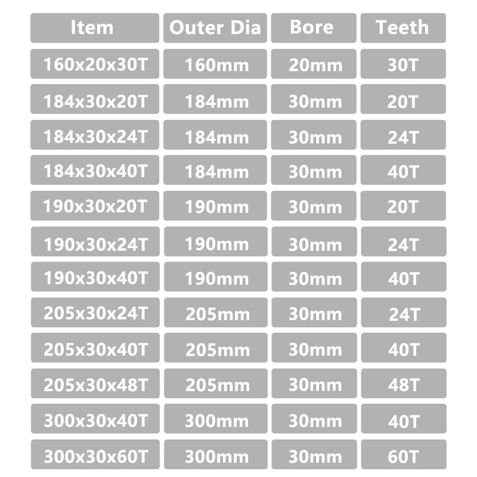 Brzeszczot 1pc 150-300x20/30mm tarcza tnąca TCT brzeszczot tarczowy do drewna 20T 24T 40T brzeszczot z węglika do obróbki drewna, 300x30x40T(300x30x60T)