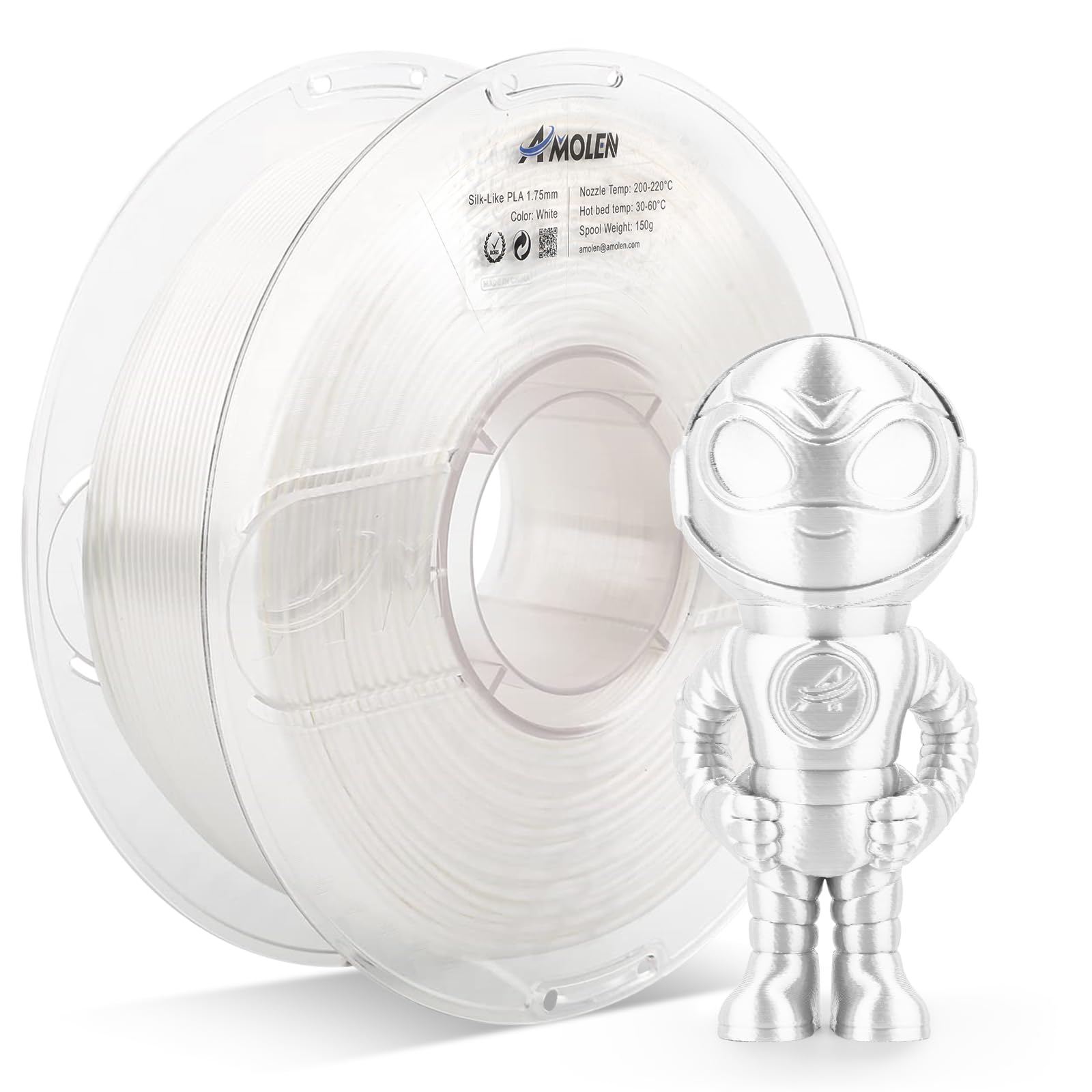 AMOLEN Filament PLA Filamento para Impresora 3D de Madera Oscura, Filamento PLA de 1,75 mm, 1 kg/2,2 lb, Precisión Dimensional +/- 0,02 mm