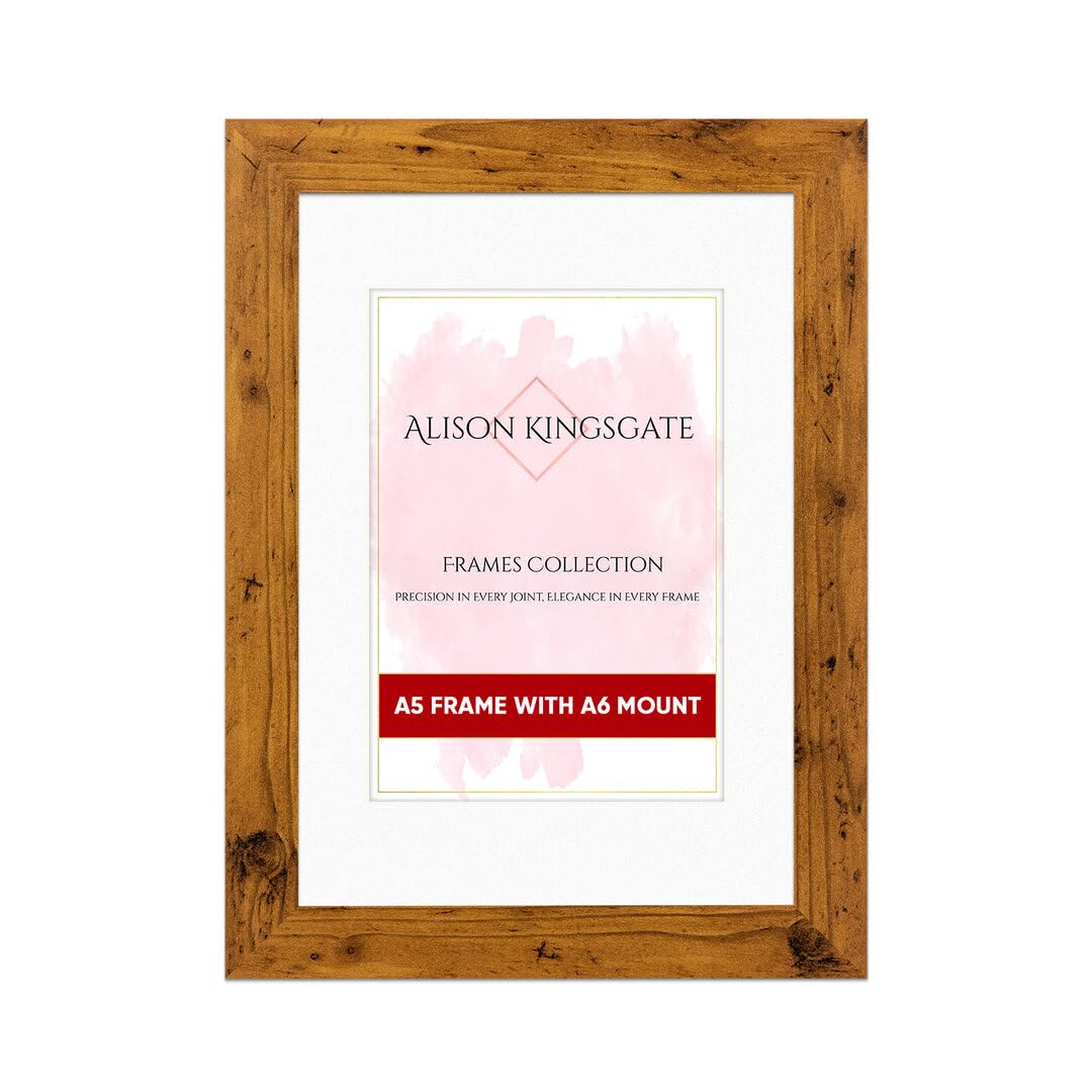 Alison Kingsgate A5 Rustic Oak Picture Frame with Mount for A6 Photos