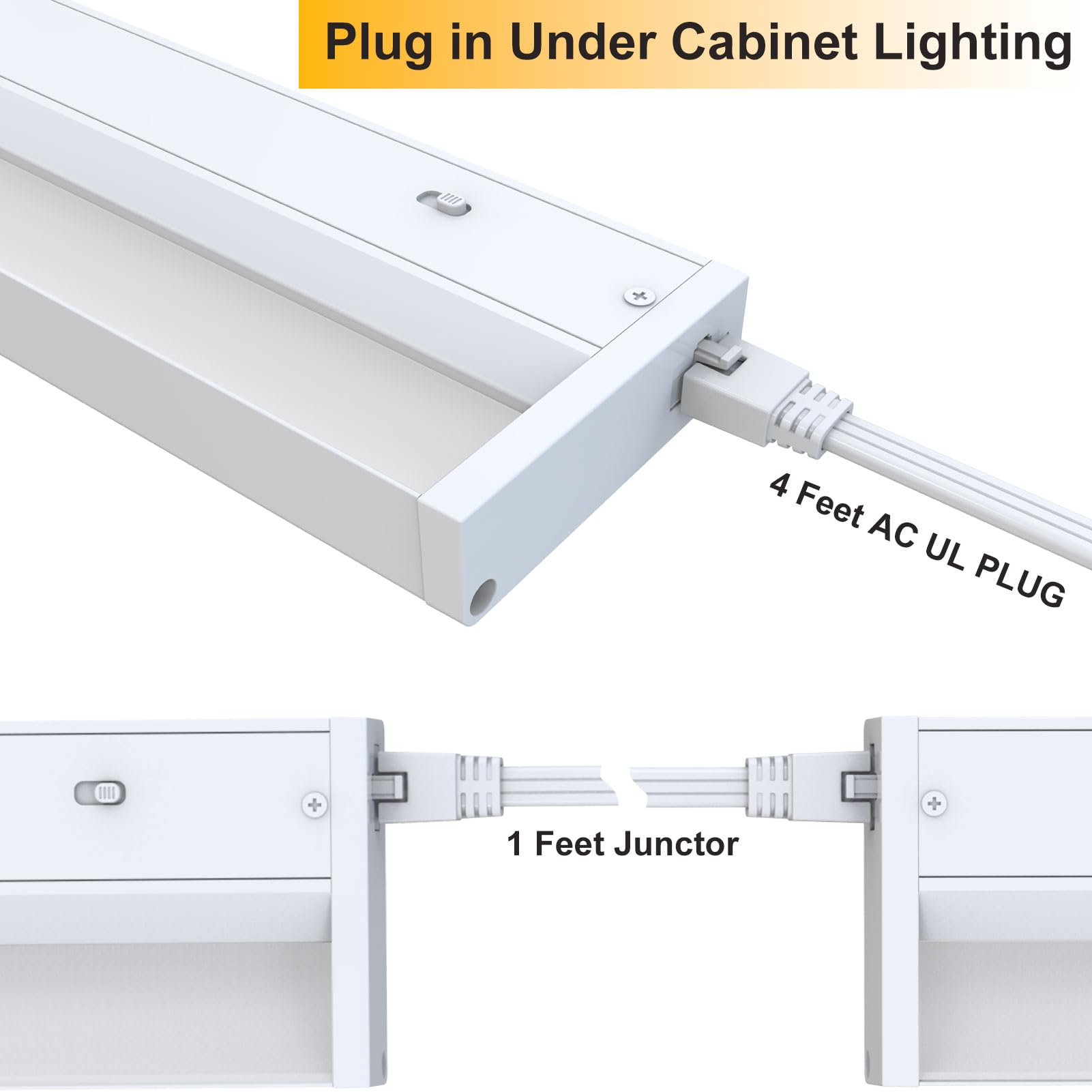 Luci indirette a LED da 36 pollici, 3 impostazioni di colore, 3000 K/3500 K/4000 K, illuminazione indiretta sotto armadietto, collegabili, luci da banco per cucina, elencate ETL