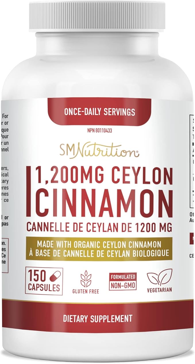 Extra Strength Organic Ceylon Cinnamon Supplement 1200mg for Sugar
