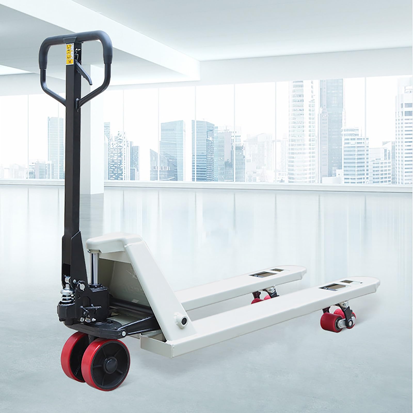 Sollevatore idraulico per pallet, resistente, con ruote in PU, per magazzini e logistiche, ideale per spostare cursori e trasporto di attrezzature