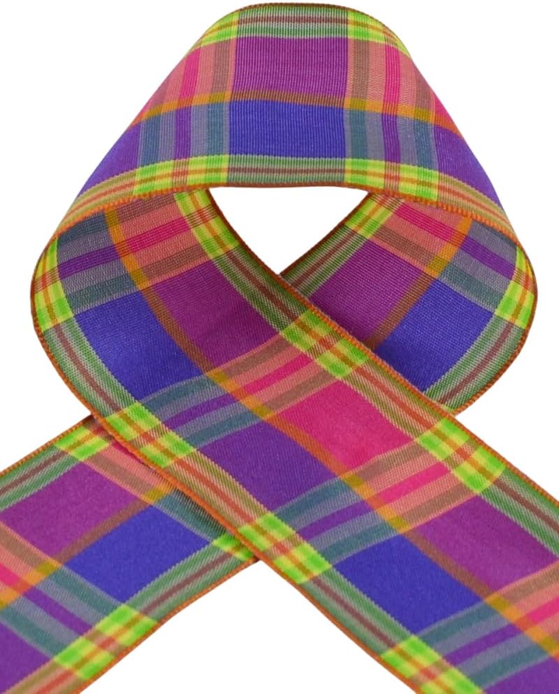Ribbon Bazaar Wired Spring Plaid Taffeta - Berry 1-1/2" 50yd