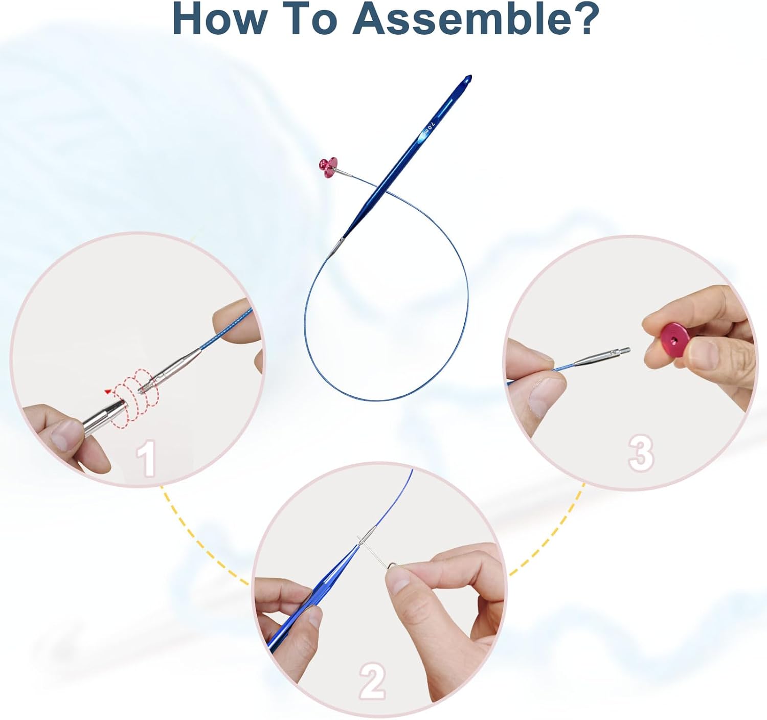Tunisian Crochet Hooks Set Interchangeable with Case - 26pcs Metal Afghan Knitting Needles Kit 3mm-10mm with Long Cable & Ergonomic Grips, Blue