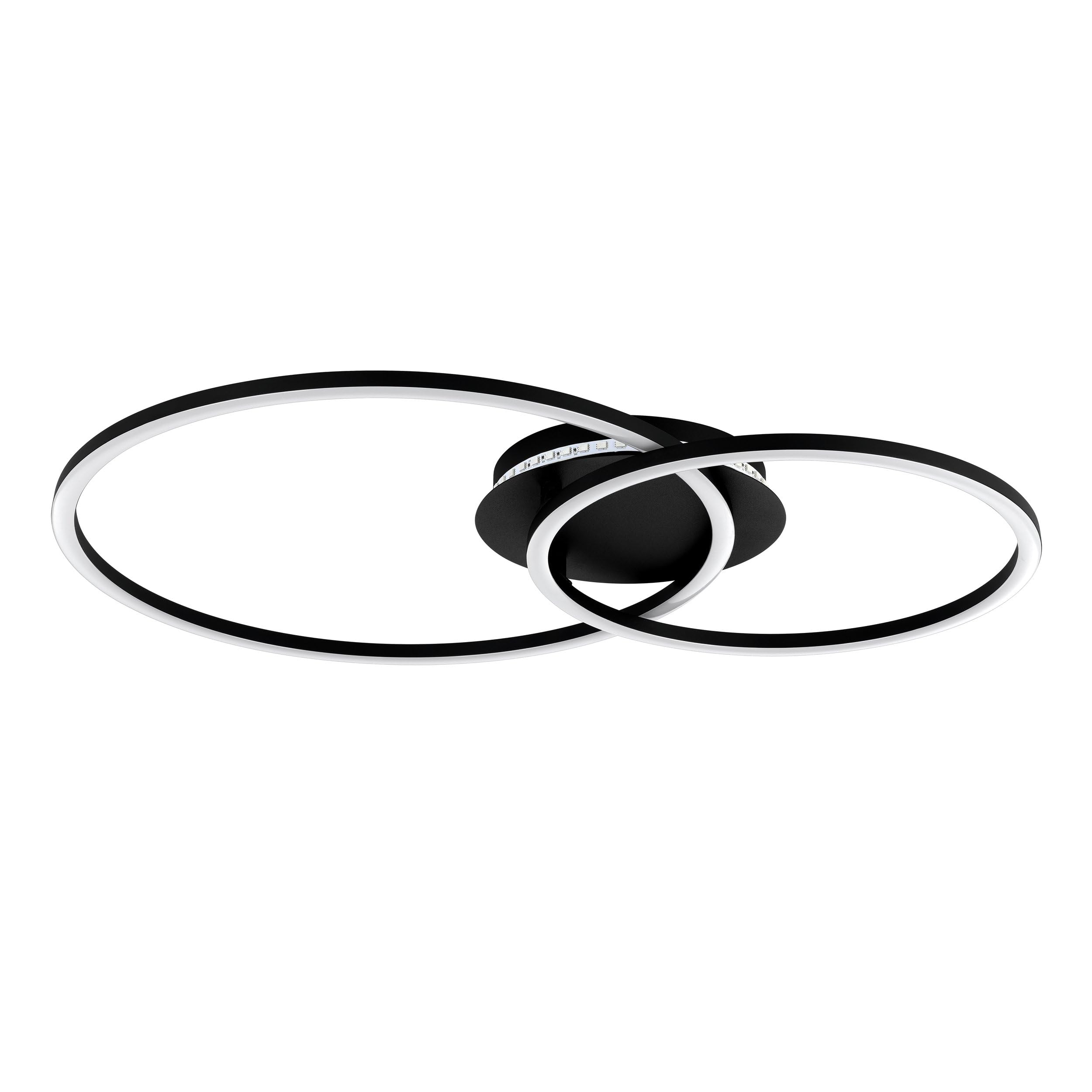 Eglo LED Ceiling Light Fixture Palmaves 3, Living Room lamp with Remote, Warm to Cool White Light, indirect RGB Light, dimmable, Black Aluminium
