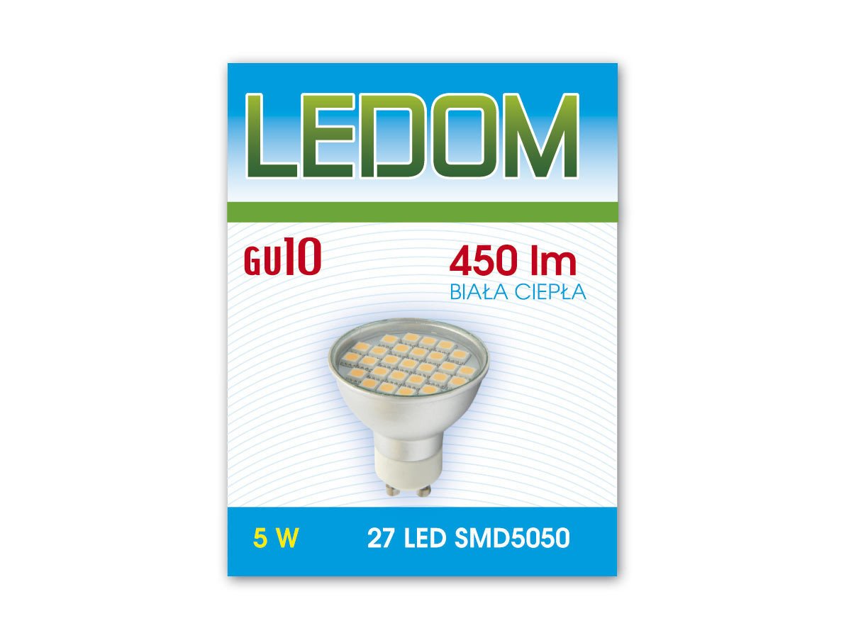 GU10 27 SMD LED Bombilla Lámpara Foco GU10 5 W 27 (5050) ledes, 230 V, luz blanca cálida, 450 lúmenes ledom